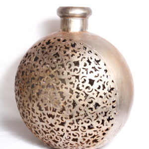Boho Metal Vase Silver Antique XL 60cm