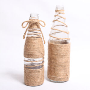 Glass Bottle Vase with Hessian decor