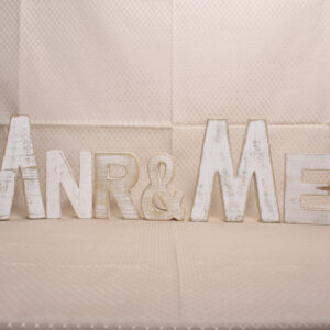 Mnr & Mev White Rustic Wood Sign