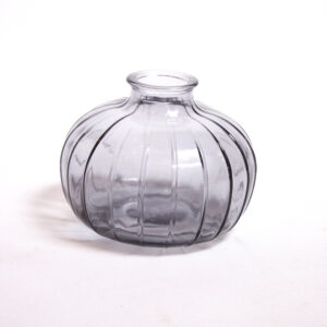 Vase Round Riffle Black (9cmH)